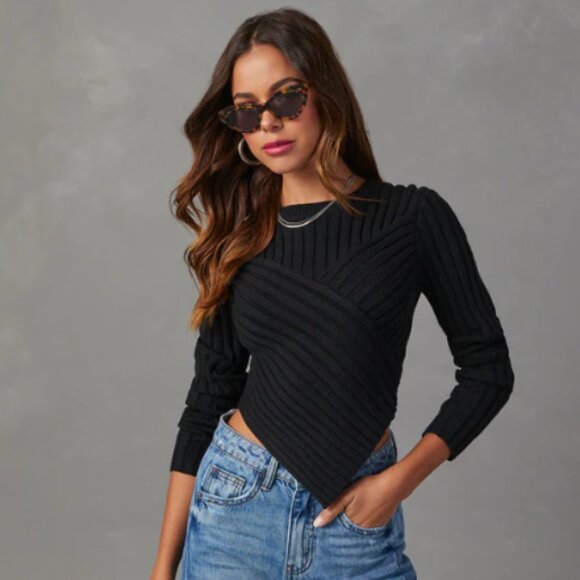 VICI Marcia Cropped Sweater Black SZ S - Picture 1 of 4
